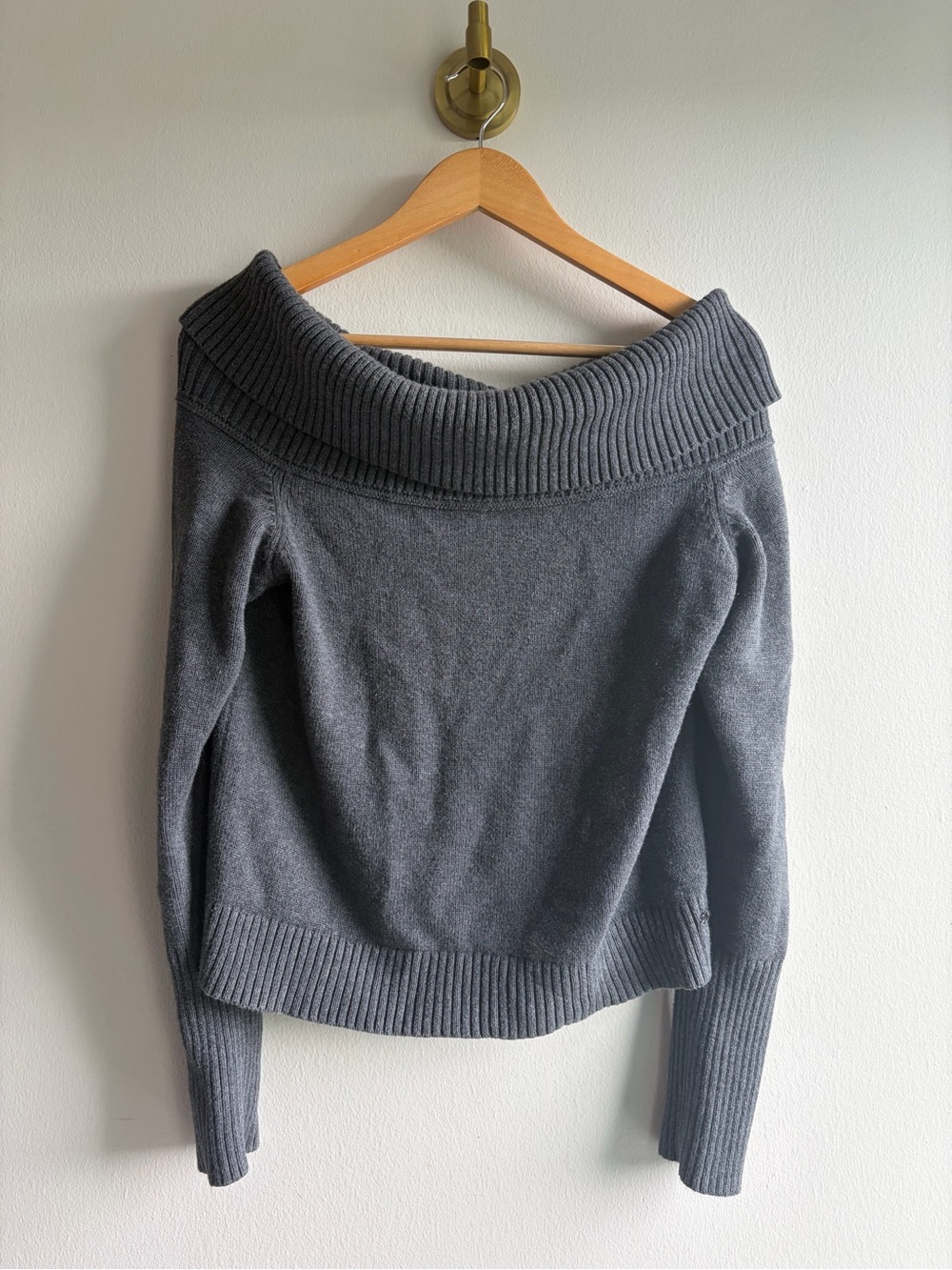 Sunday Best Charcoal Off-the-Shoulder Ribbed Sweater